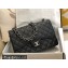 Chanel Large/Jumbo Classic Flap Handbag A58600 in Caviar Leather with Edge Stitching Black/Silver