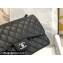 Chanel Large/Jumbo Classic Flap Handbag A58600 in Caviar Leather with Edge Stitching Black/Silver