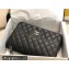Chanel Large/Jumbo Classic Flap Handbag A58600 in Caviar Leather with Edge Stitching Black/Silver