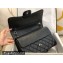 Chanel Large/Jumbo Classic Flap Handbag A58600 in Caviar Leather with Edge Stitching Black/Silver