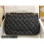 Chanel Large/Jumbo Classic Flap Handbag A58600 in Caviar Leather with Edge Stitching Black/Gold