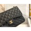 Chanel Large/Jumbo Classic Flap Handbag A58600 in Caviar Leather with Edge Stitching Black/Gold