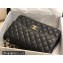 Chanel Large/Jumbo Classic Flap Handbag A58600 in Caviar Leather with Edge Stitching Black/Gold