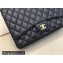 Chanel Maxi Classic Flap Handbag A58601 in Caviar Leather with Edge Stitching Black/Gold