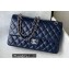 Chanel Medium Classic Flap Handbag A01112 in Lambskin Navy Blue/Silver