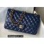 Chanel Medium Classic Flap Handbag A01112 in Lambskin Navy Blue/Gold