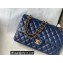 Chanel Medium Classic Flap Handbag A01112 in Lambskin Navy Blue/Gold