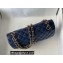 Chanel Medium Classic Flap Handbag A01112 in Lambskin Navy Blue/Gold