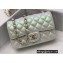 Chanel Mini Classic Flap Handbag A69900 in Lambskin Pearl Pale Silver