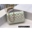 Chanel Mini Classic Flap Handbag A69900 in Lambskin Pearl Pale Silver