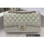 Chanel Medium Classic Flap Handbag A01112 in Lambskin Pearl Pale Silver