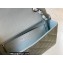 Chanel Small Classic Flap Handbag A01116 in Caviar Leather with Edge Stitching Pale Blue/Silver