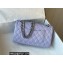 Chanel Medium Classic Flap Handbag A01112 in Caviar Leather with Edge Stitching Lavender/Silver