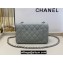 Chanel Small Classic Flap Handbag A01116 in Caviar Leather with Edge Stitching Gray/Silver