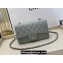 Chanel Small Classic Flap Handbag A01116 in Caviar Leather with Edge Stitching Gray/Silver