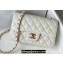 Chanel Small Classic Flap Handbag A01116 in Caviar Leather with Edge Stitching White/Gold