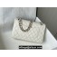 Chanel Medium Classic Flap Handbag A01112 in Caviar Leather with Edge Stitching White/Silver