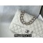 Chanel Medium Classic Flap Handbag A01112 in Caviar Leather with Edge Stitching White/Silver