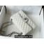 Chanel Medium Classic Flap Handbag A01112 in Caviar Leather with Edge Stitching White/Silver
