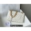 Chanel Medium Classic Flap Handbag A01112 in Caviar Leather with Edge Stitching White/Gold