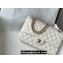 Chanel Medium Classic Flap Handbag A01112 in Caviar Leather with Edge Stitching White/Gold