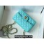 Chanel Small Classic Flap Handbag A01116 in Caviar Leather with Edge Stitching Tiffany Blue/Gold