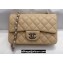 Chanel Medium Classic Flap Handbag A01112 in Caviar Leather with Edge Stitching Beige/Silver