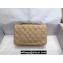 Chanel Medium Classic Flap Handbag A01112 in Caviar Leather with Edge Stitching Beige/Silver