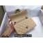 Chanel Medium Classic Flap Handbag A01112 in Caviar Leather with Edge Stitching Beige/Silver