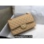 Chanel Medium Classic Flap Handbag A01112 in Caviar Leather with Edge Stitching Beige/Gold