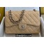 Chanel Large/Jumbo Classic Flap Handbag A58600 in Caviar Leather with Edge Stitching Beige/Silver