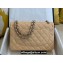 Chanel Large/Jumbo Classic Flap Handbag A58600 in Caviar Leather with Edge Stitching Beige/Silver