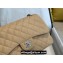 Chanel Large/Jumbo Classic Flap Handbag A58600 in Caviar Leather with Edge Stitching Beige/Silver
