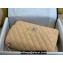 Chanel Large/Jumbo Classic Flap Handbag A58600 in Caviar Leather with Edge Stitching Beige/Silver