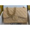 Chanel Large/Jumbo Classic Flap Handbag A58600 in Caviar Leather with Edge Stitching Beige/Gold