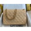Chanel Large/Jumbo Classic Flap Handbag A58600 in Caviar Leather with Edge Stitching Beige/Gold