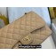 Chanel Large/Jumbo Classic Flap Handbag A58600 in Caviar Leather with Edge Stitching Beige/Gold