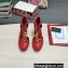 Dolce & Gabbana Logo Heel 10.5cm Chain leather T-strap Pumps Red 2022
