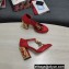 Dolce & Gabbana Logo Heel 10.5cm Chain leather T-strap Pumps Red 2022