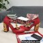 Dolce & Gabbana Logo Heel 10.5cm Chain leather T-strap Pumps Red 2022