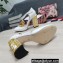 Dolce & Gabbana Logo Heel 10.5cm Chain leather T-strap Pumps White 2022