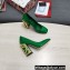 Dolce & Gabbana Logo Heel 10.5cm Patent leather Pumps Green 2022