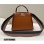 Fendi Peekaboo Iconic Mini Bag Caramel in Calfskin Leather with FF Lining