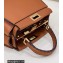 Fendi Peekaboo Iconic Mini Bag Caramel in Calfskin Leather with FF Lining