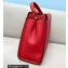 Fendi Peekaboo Iconic Medium Bag in Leather Red with Stripe Lining
