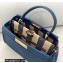 Fendi Peekaboo Iconic Medium Bag in Leather Dark Blue with Stripe Lining