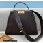 Fendi Peekaboo Iconic Medium Bag in Leather Coffee with Stripe Lining