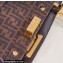 Fendi Peekaboo Iconic Mini Bag Coffee in Calfskin Leather with FF Lining