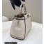 Fendi Peekaboo Iconic Mini Bag in Calfskin Leather Creamy with FF Lining