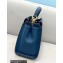 Fendi Peekaboo Iconic Mini Bag in Leather Dark Blue with Stripe Lining